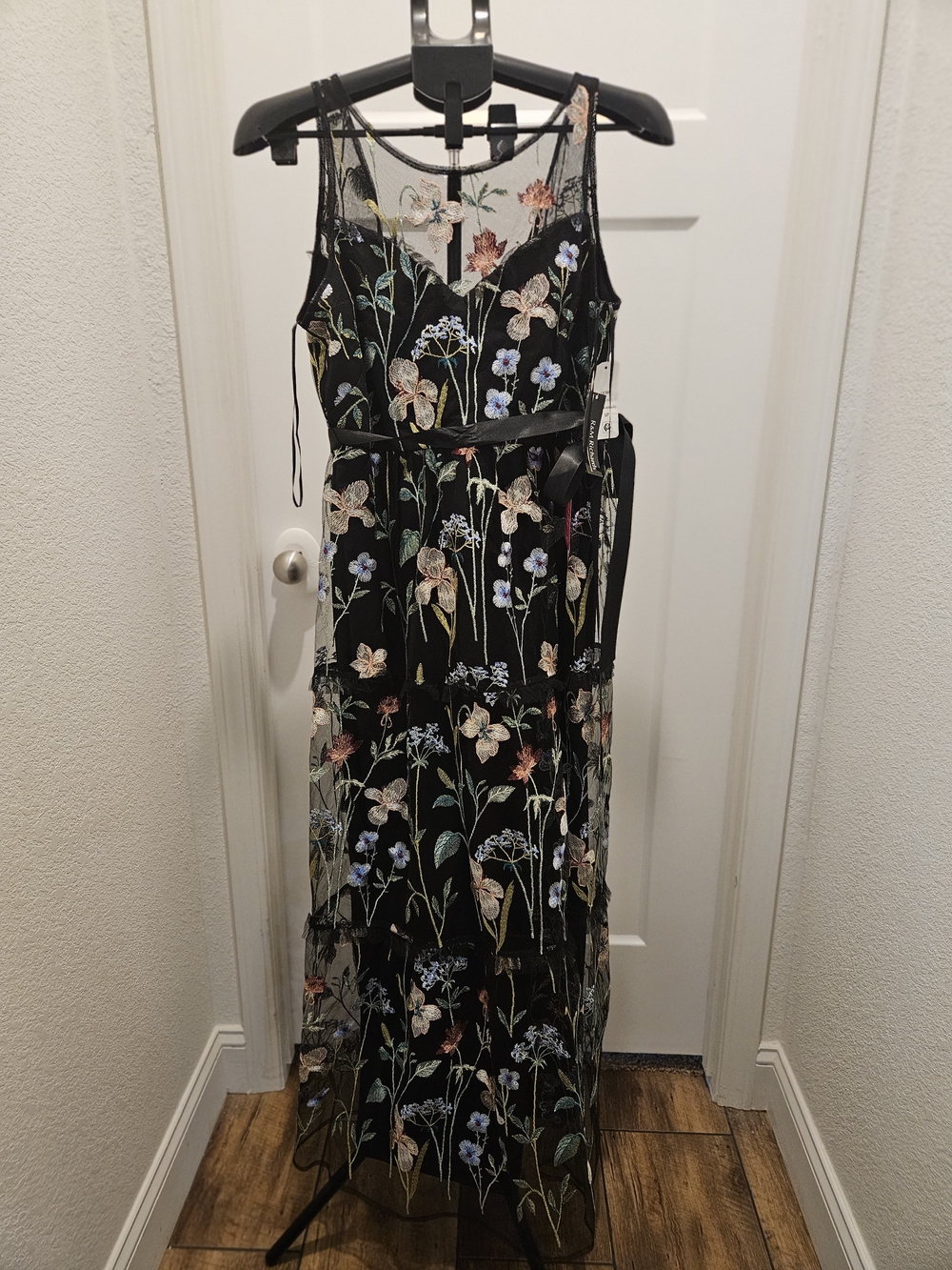 Black Floral Embroidered Maxi Dress